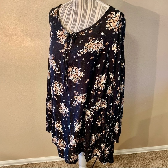 Boho Dress XL Jade by Jane Black Pretty Floral White Gold Tan Flowy - Picture 9 of 14